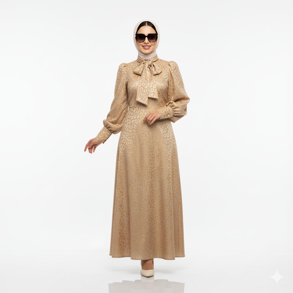 Rana yazlık günlük elbise – Bej renk