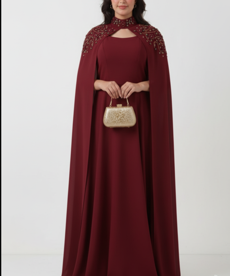 (Bordo) Talin resmi yazlık elbise