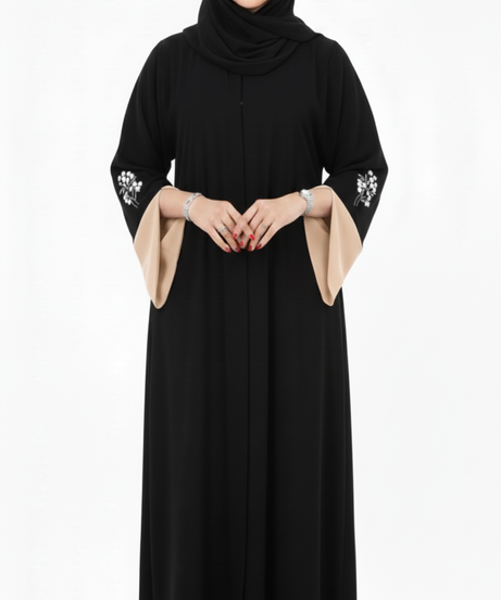 (Wurud Yazlık Resmi Ferace – Şal ile Birlikte ( Kahverengi Renk