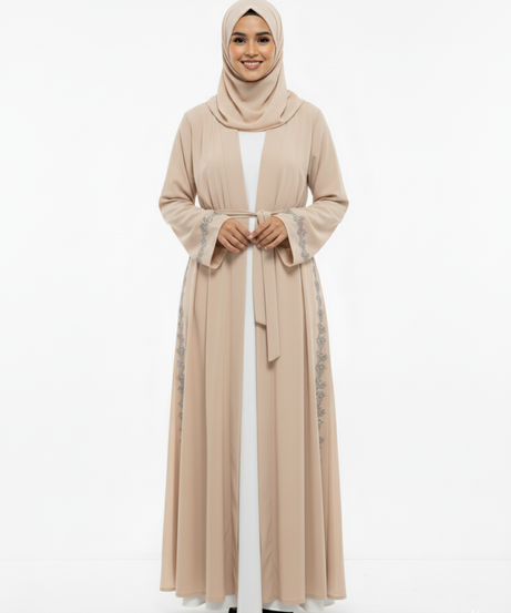 Lilas" Yazlık Resmi Abaya Takımı (Bej)