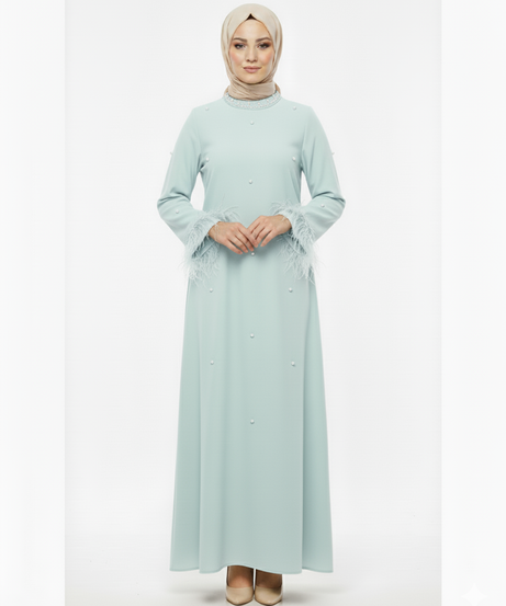 (camgöbeği rengi) Gömze resmi yazlık elbise