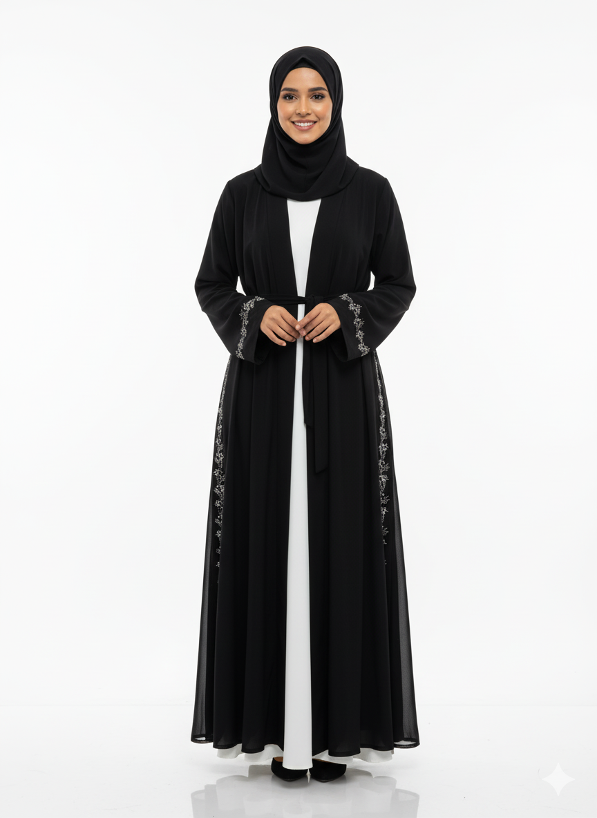 Lilas" Yazlık Resmi Abaya Takımı (Siyah)