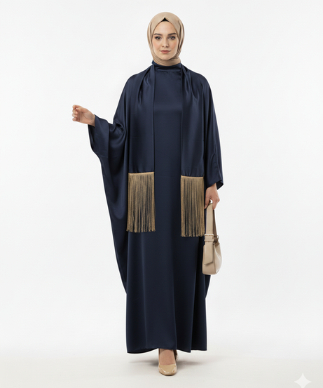 (Lacivert)Rawya Yaz sezonuna uygun elbisesi