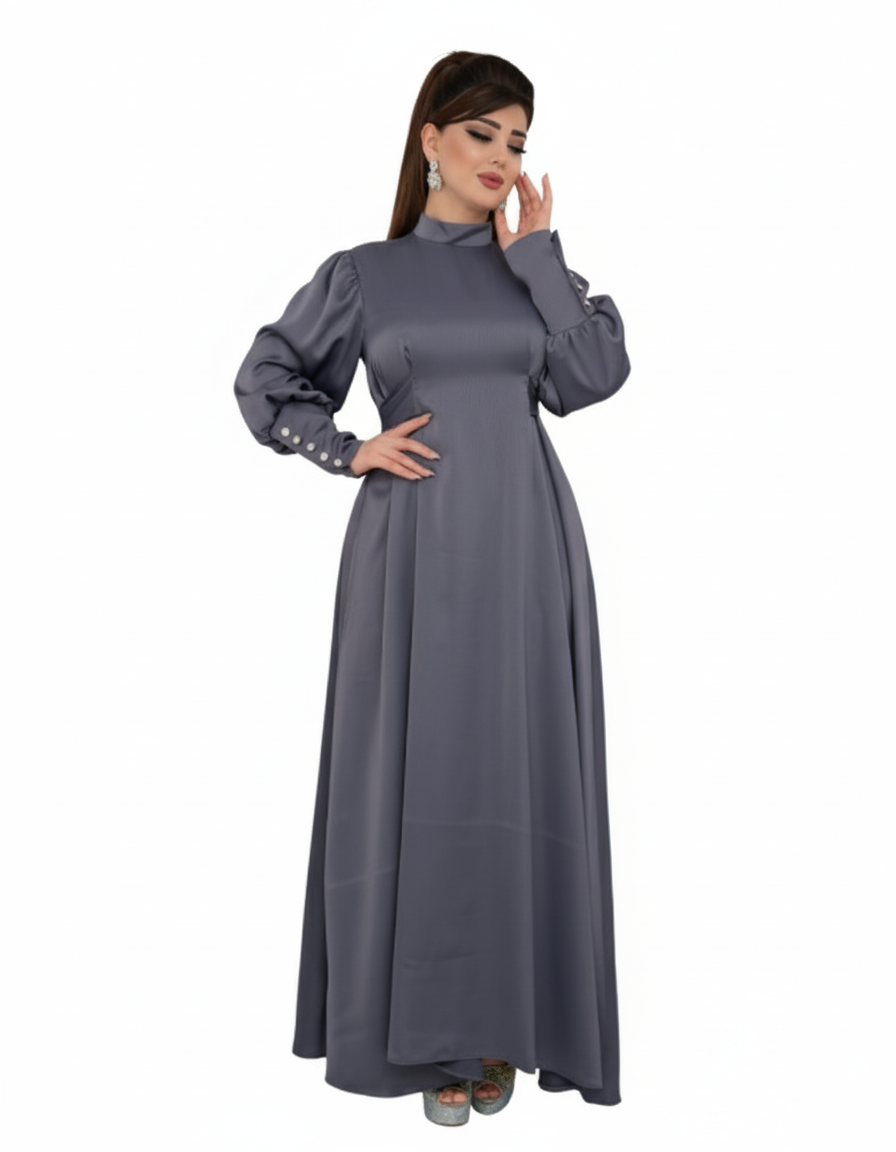 Elif elbise, yazlık, koyu gri, 1669